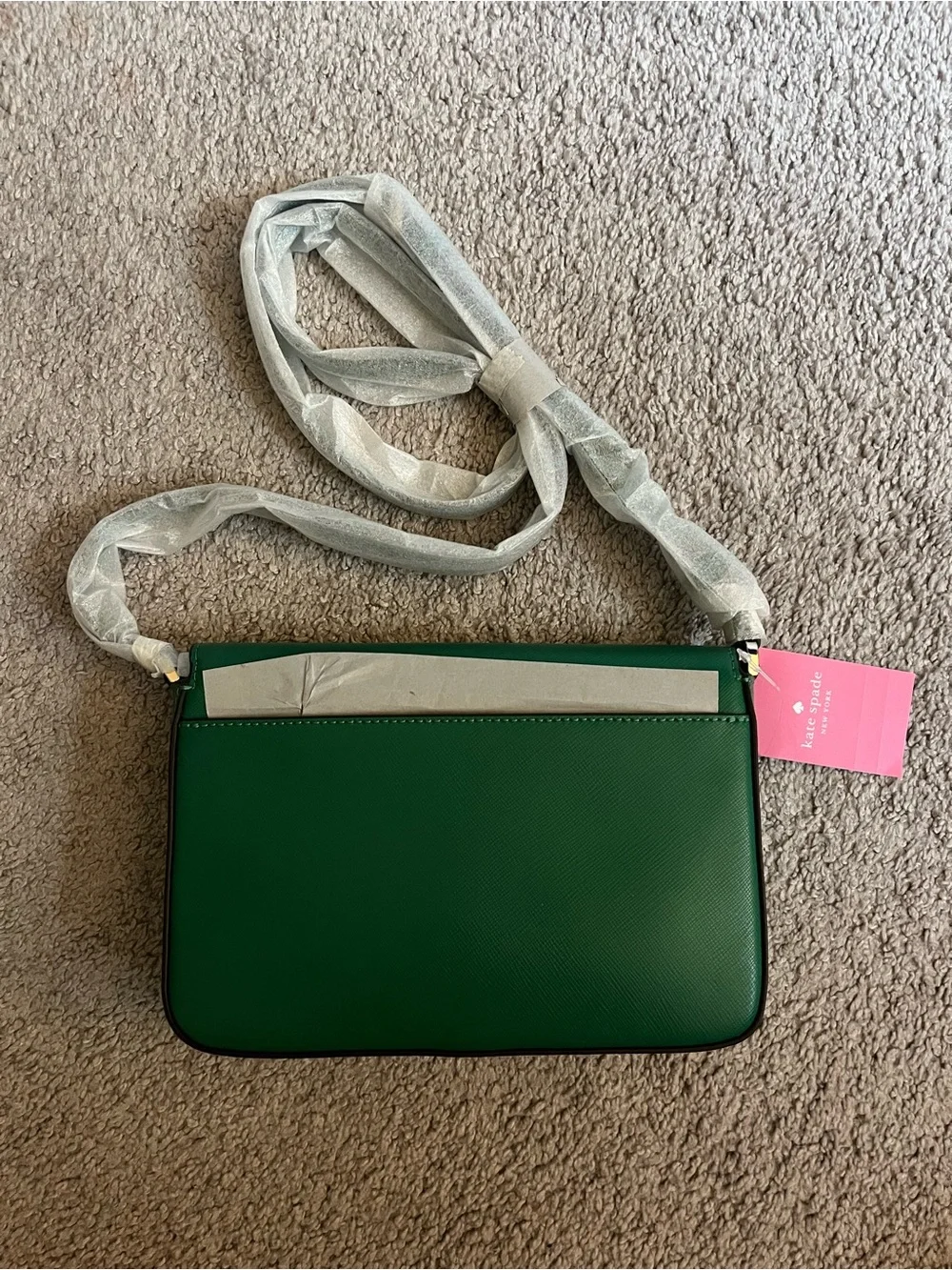 kate spade green Saffiano Crossbody Bag with Gold Logo